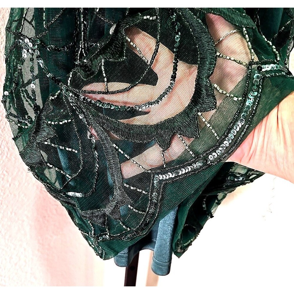 NWT Sue Wong Dress 6 Green Beaded Sequin Embroidered Shirred Prom Hoco Designer - Picture 5 of 10